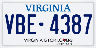VA license plate VBE4387