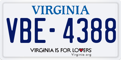 VA license plate VBE4388