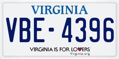 VA license plate VBE4396