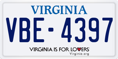 VA license plate VBE4397