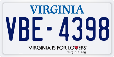 VA license plate VBE4398