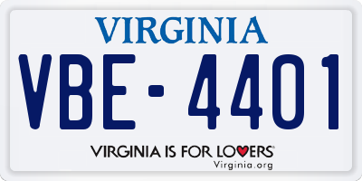 VA license plate VBE4401