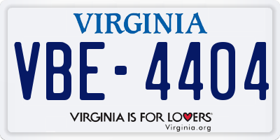 VA license plate VBE4404
