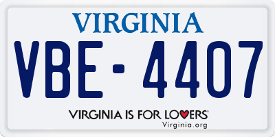 VA license plate VBE4407