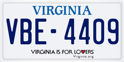 VA license plate VBE4409