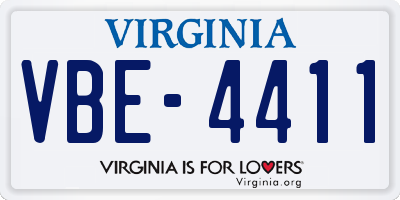 VA license plate VBE4411