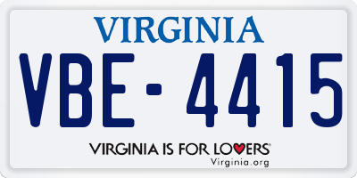 VA license plate VBE4415