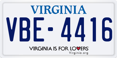 VA license plate VBE4416
