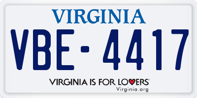 VA license plate VBE4417