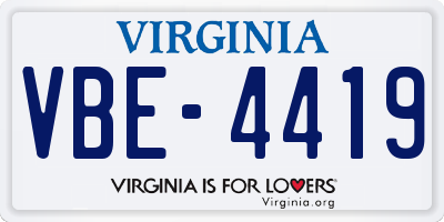 VA license plate VBE4419