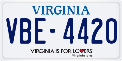 VA license plate VBE4420