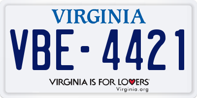 VA license plate VBE4421