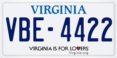 VA license plate VBE4422