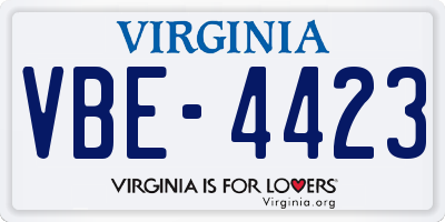 VA license plate VBE4423