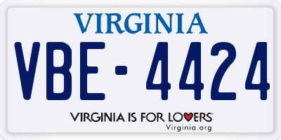 VA license plate VBE4424