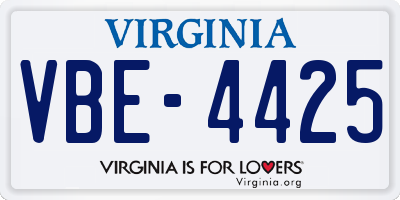 VA license plate VBE4425