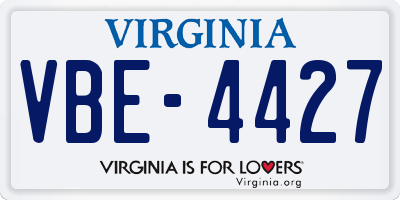 VA license plate VBE4427
