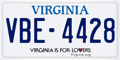VA license plate VBE4428
