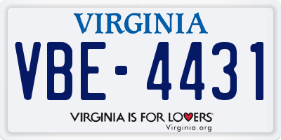 VA license plate VBE4431