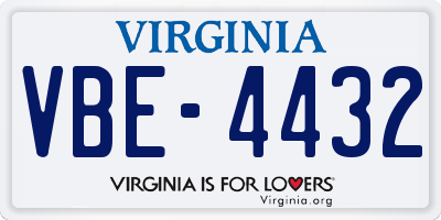 VA license plate VBE4432