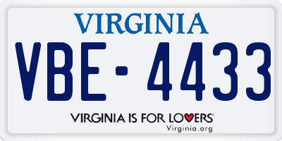 VA license plate VBE4433