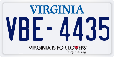 VA license plate VBE4435