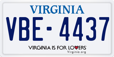 VA license plate VBE4437
