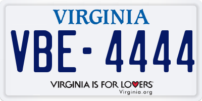 VA license plate VBE4444