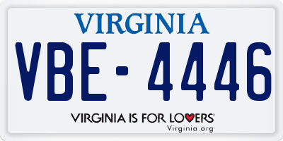 VA license plate VBE4446