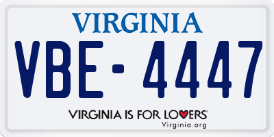 VA license plate VBE4447