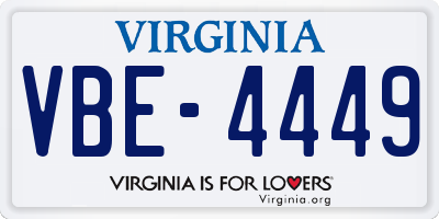 VA license plate VBE4449