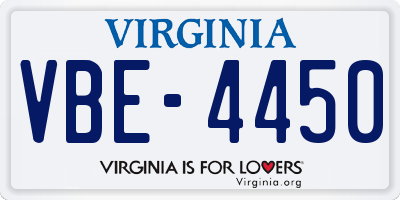 VA license plate VBE4450