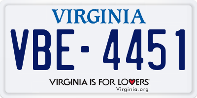 VA license plate VBE4451