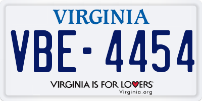 VA license plate VBE4454