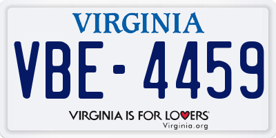 VA license plate VBE4459