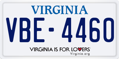 VA license plate VBE4460
