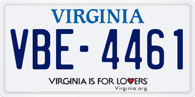 VA license plate VBE4461