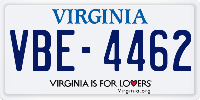 VA license plate VBE4462