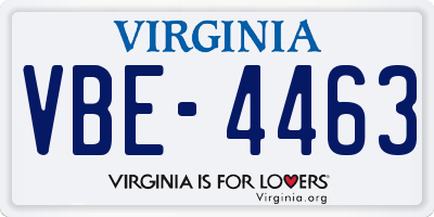 VA license plate VBE4463