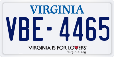 VA license plate VBE4465