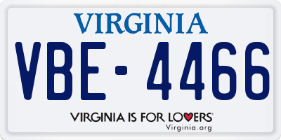 VA license plate VBE4466