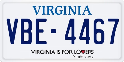 VA license plate VBE4467