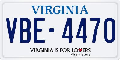 VA license plate VBE4470