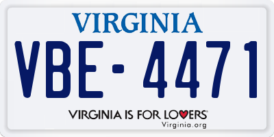 VA license plate VBE4471