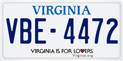 VA license plate VBE4472