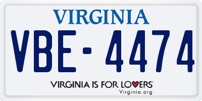 VA license plate VBE4474