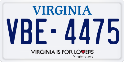 VA license plate VBE4475