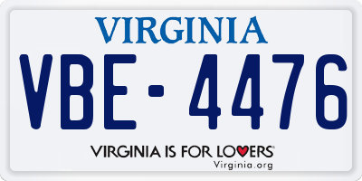 VA license plate VBE4476