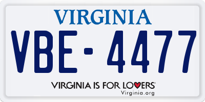 VA license plate VBE4477
