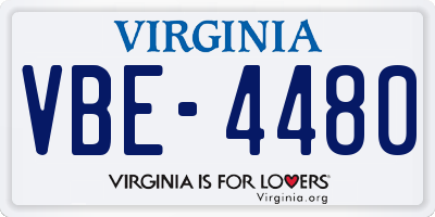 VA license plate VBE4480